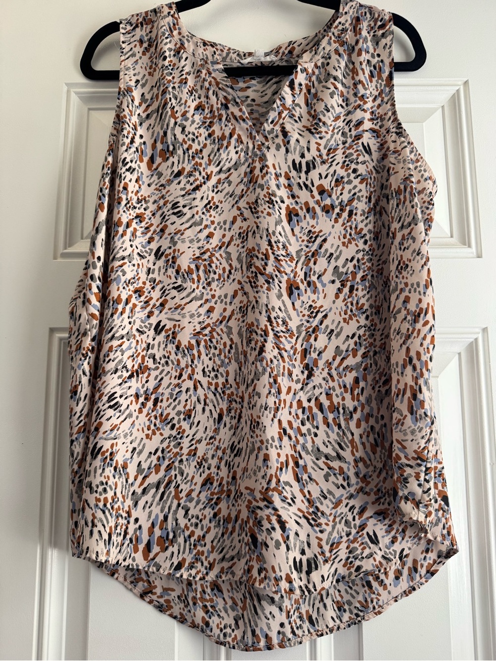 Maurices Cream Sleeveless V-Neck Camisole with Brown & Black Print